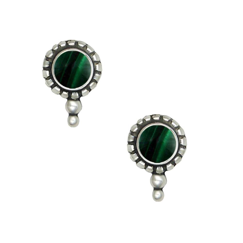 Sterling Silver Little Malachite Post Stud Earrings